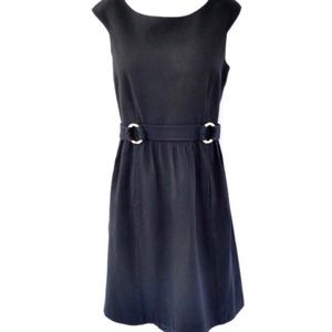 David Meister Black Textured Sheath Dress